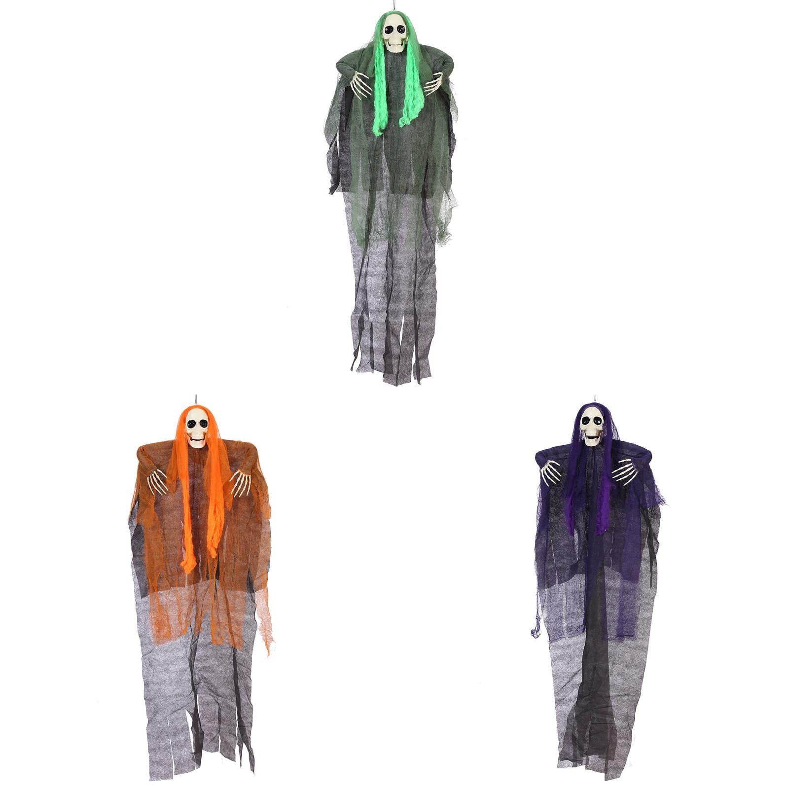 Spooksy™ Large Hanging Ghost Skeleton Halloween Decor, 3 Pack Cloth Ghost Yard Ornament for Outside Lawn Patio Garden, Spooky Haunted House Prop for Indoor Outdoor Party, 39.37x23.62 Inch
