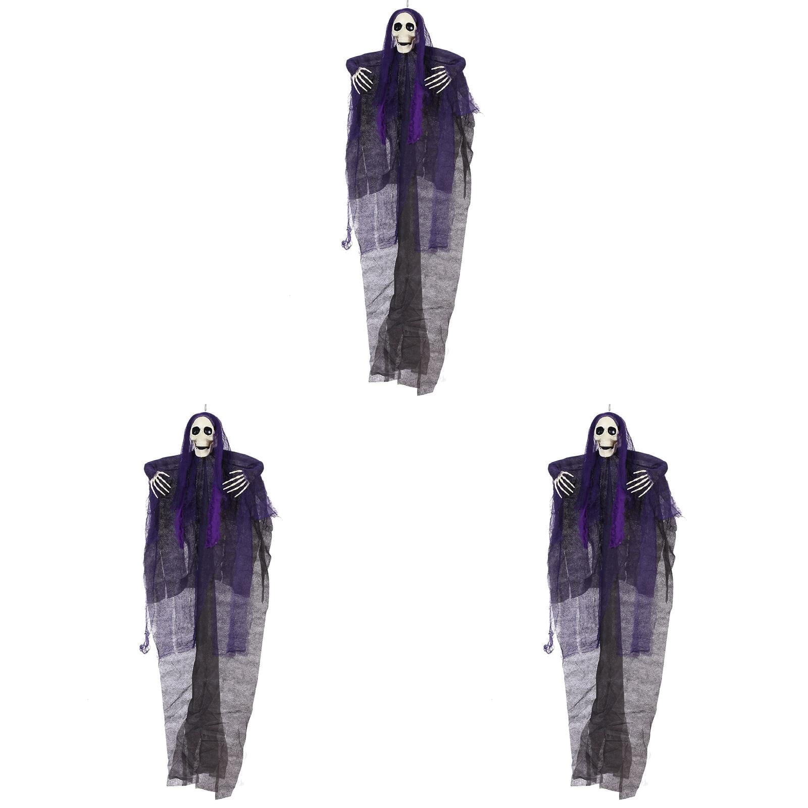 Spooksy™ Large Hanging Ghost Skeleton Halloween Decor, 3 Pack Cloth Ghost Yard Ornament for Outside Lawn Patio Garden, Spooky Haunted House Prop for Indoor Outdoor Party, 39.37x23.62 Inch