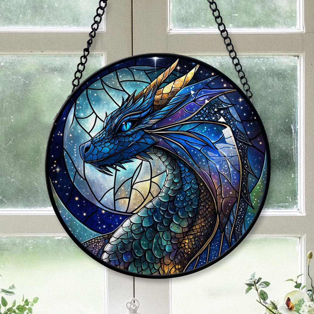 Spooksy™ Luxury Christmas Gift - Celestial Dragon Hanging Halloween Fall Stained Glass Hanging Ornament - Candy Cane Stripe Christmas Tree Decor, Holiday Gift for Mom, Dad, Friends, Family