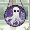 Spooksy™ Modern Christmas Gift - Halloween White Ghost Purple Starss Spooky Stained Glass Hanging Ornament for Christmas - Holiday Tree Decor, Great Gift for Family & Friends, Mom and Dad Edition 2025
