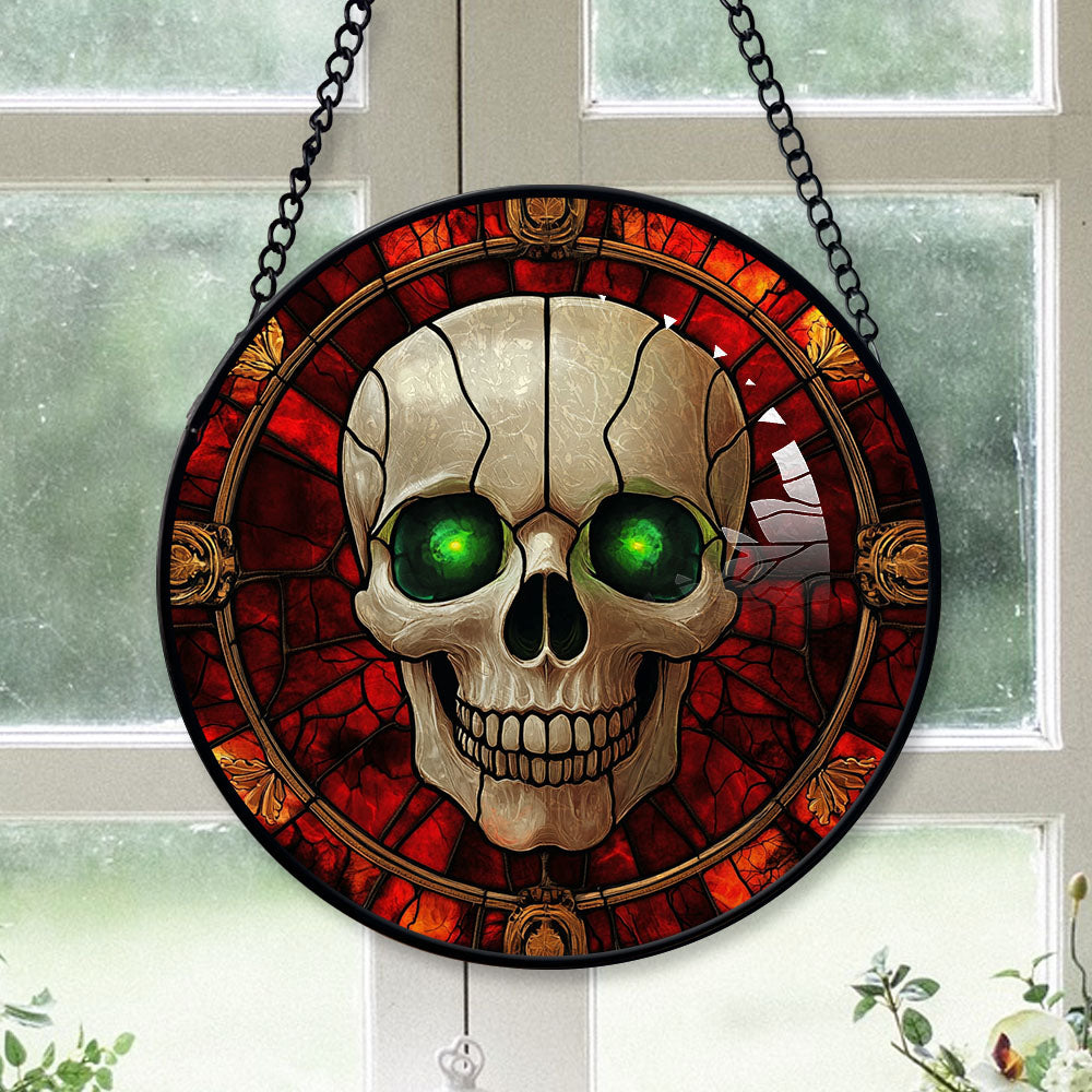 Spooksy™ Mom Christmas Gift - Halloween Vampire Skeletons Spooky Stained Glass Hanging Ornament - Silver & Gold Christmas Tree Decor, Holiday Gift for Family & Friends, Collectible 2025