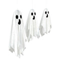Spooksy™ OCCOA 3 Pack Hanging Ghost Decorations White Glitter Cloth Ghost Ornaments with Surprised Face for Halloween Indoor Outdoor Party Porch, White