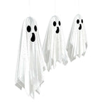 Spooksy™ OCCOA 3 Pack Hanging Ghost Decorations White Glitter Cloth Ghost Ornaments with Surprised Face for Halloween Indoor Outdoor Party Porch, White