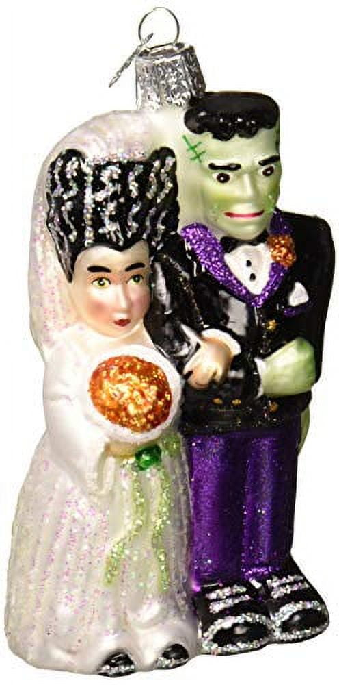 Spooksy™ Halloween Decorations Glass Blown Ornaments for Christmas Tree Frankenstein and Bride