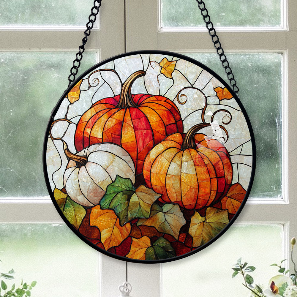 Spooksy™ Premium Christmas Gift - Halloween Orange White Ghosts Spookys Xmas Stained Glass Hanging Ornament - Festive Holiday Tree Decoration, Gift for Family & Friends, Collectible 2025