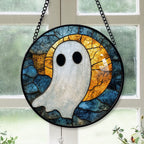 Spooksy™ Premium Christmas Gift - Halloween Scary Ghost Spookys Holiday Stained Glass Hanging Ornament - Festive Christmas Tree Decor, Seasonal Gift for Mom, Dad, Friends, Family