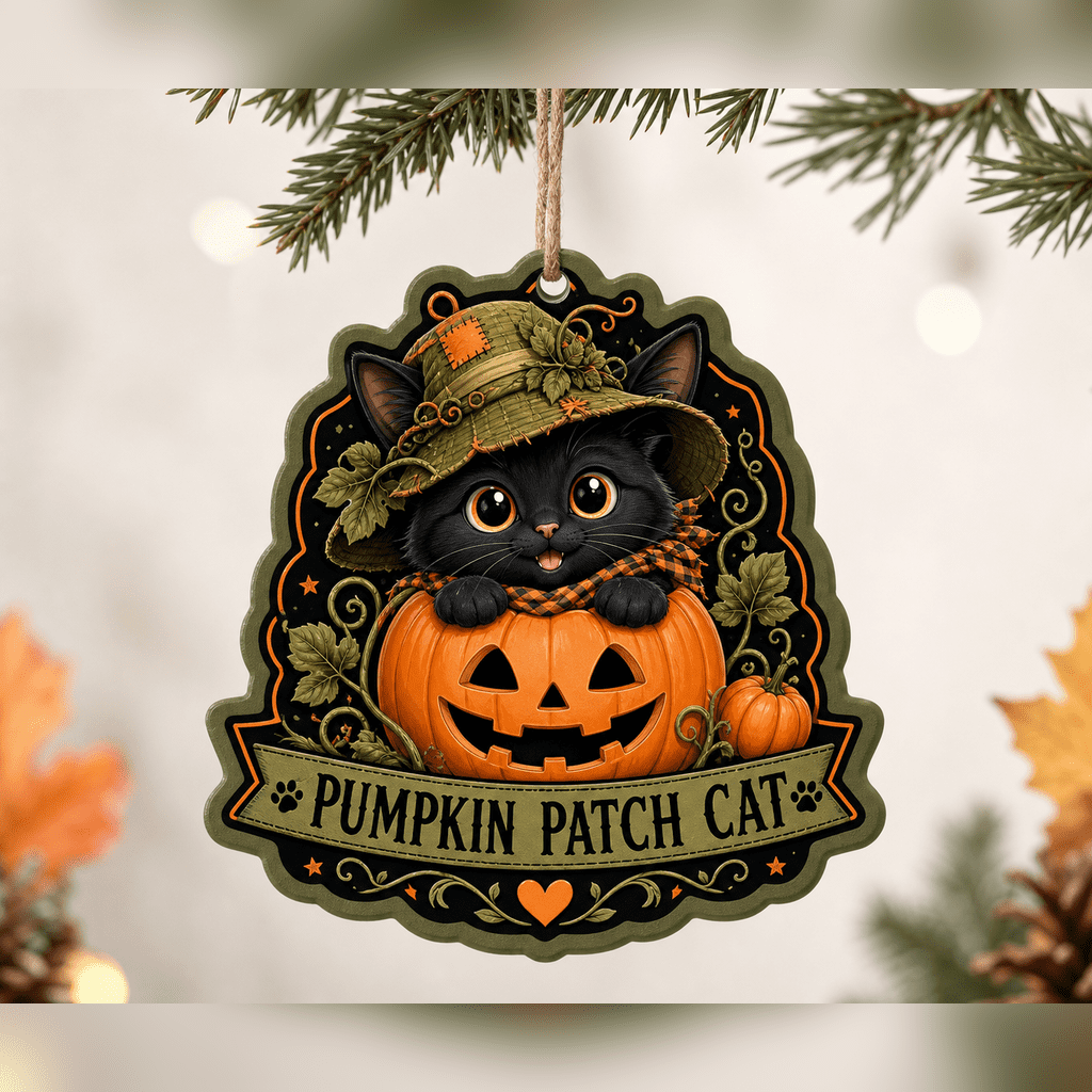 Spooksy™ Pumpkin Patch Cat Acrylic Halloween Hanging Ornament
