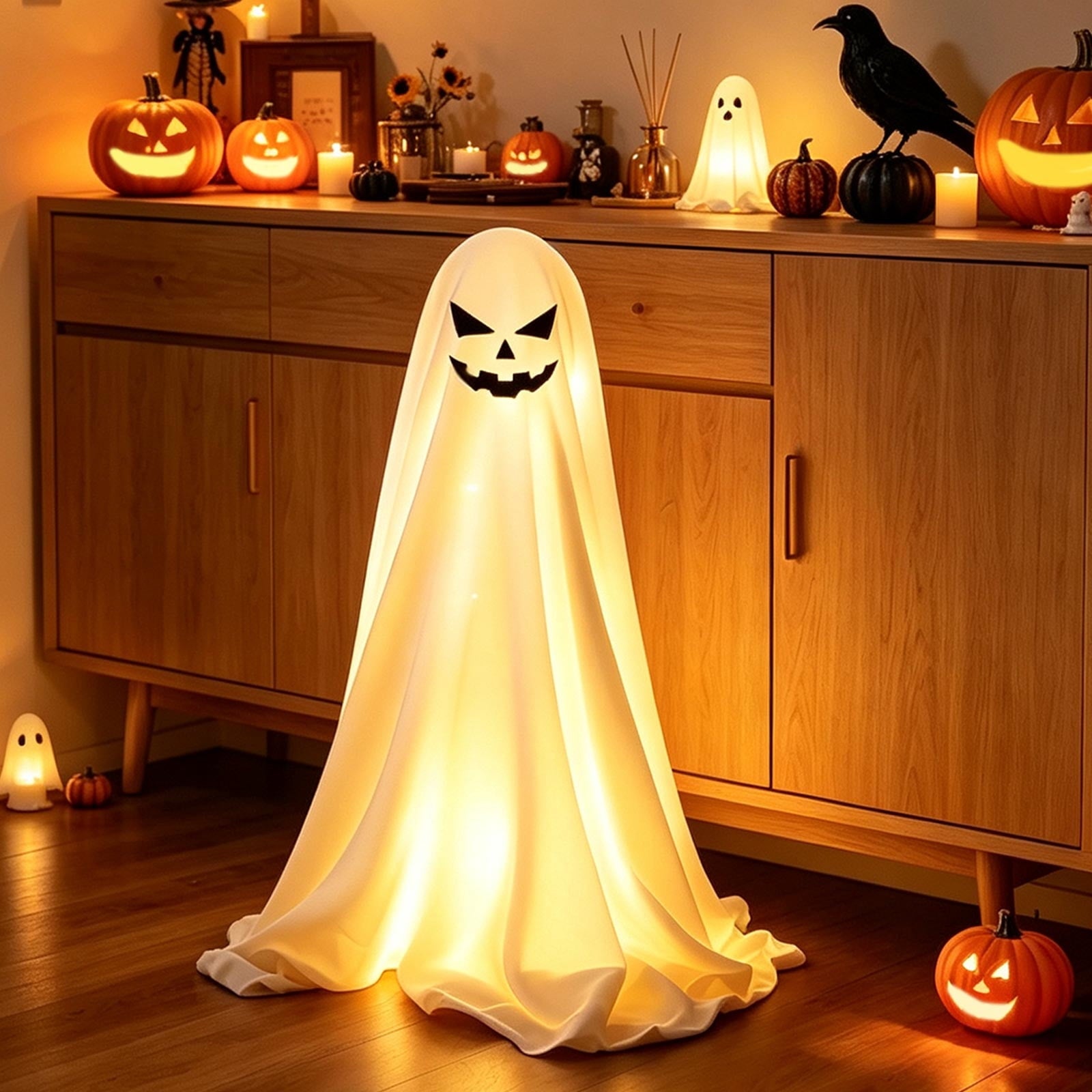 Spooksy™ Qwtwty Glowing Halloween Ghost Decoration with LED Lights, Large Witch Ghosts Halloween Ornaments for Front Yard Patio Garden Party Decor Indoor Outdoor