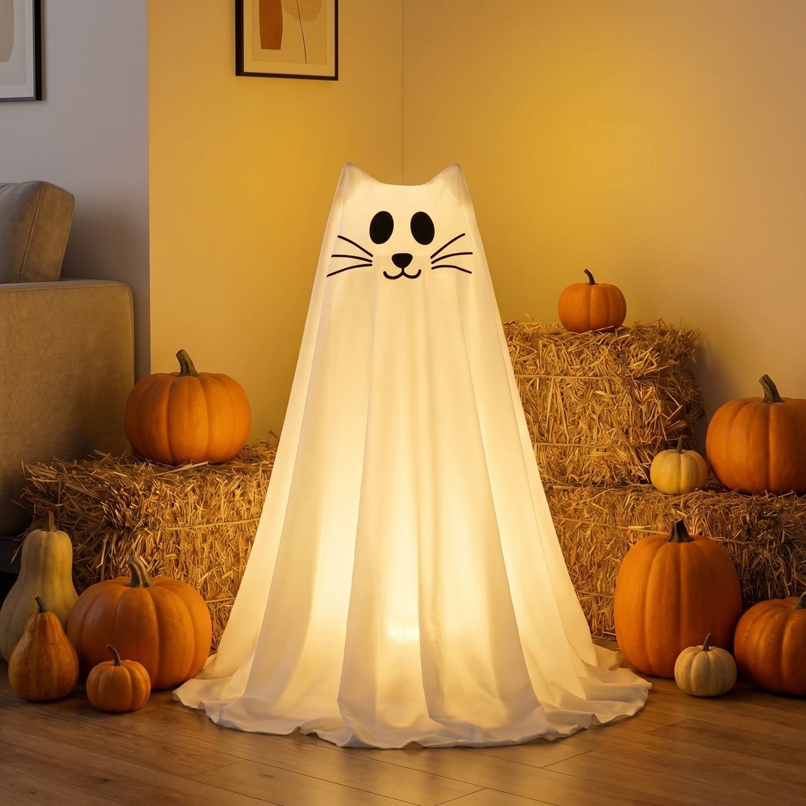 Spooksy™ Qwtwty Glowing Halloween Ghost Decoration with LED Lights, Large Witch Ghosts Halloween Ornaments for Front Yard Patio Garden Party Decor Indoor Outdoor