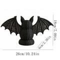 Spooksy™ SHJHENG Woven Bat Figurine â?? Black Rattan Style Halloween Decoration, Spooky Desktop Ornament for Home, Mantel, and Party Display, 7.09 Inch Tall