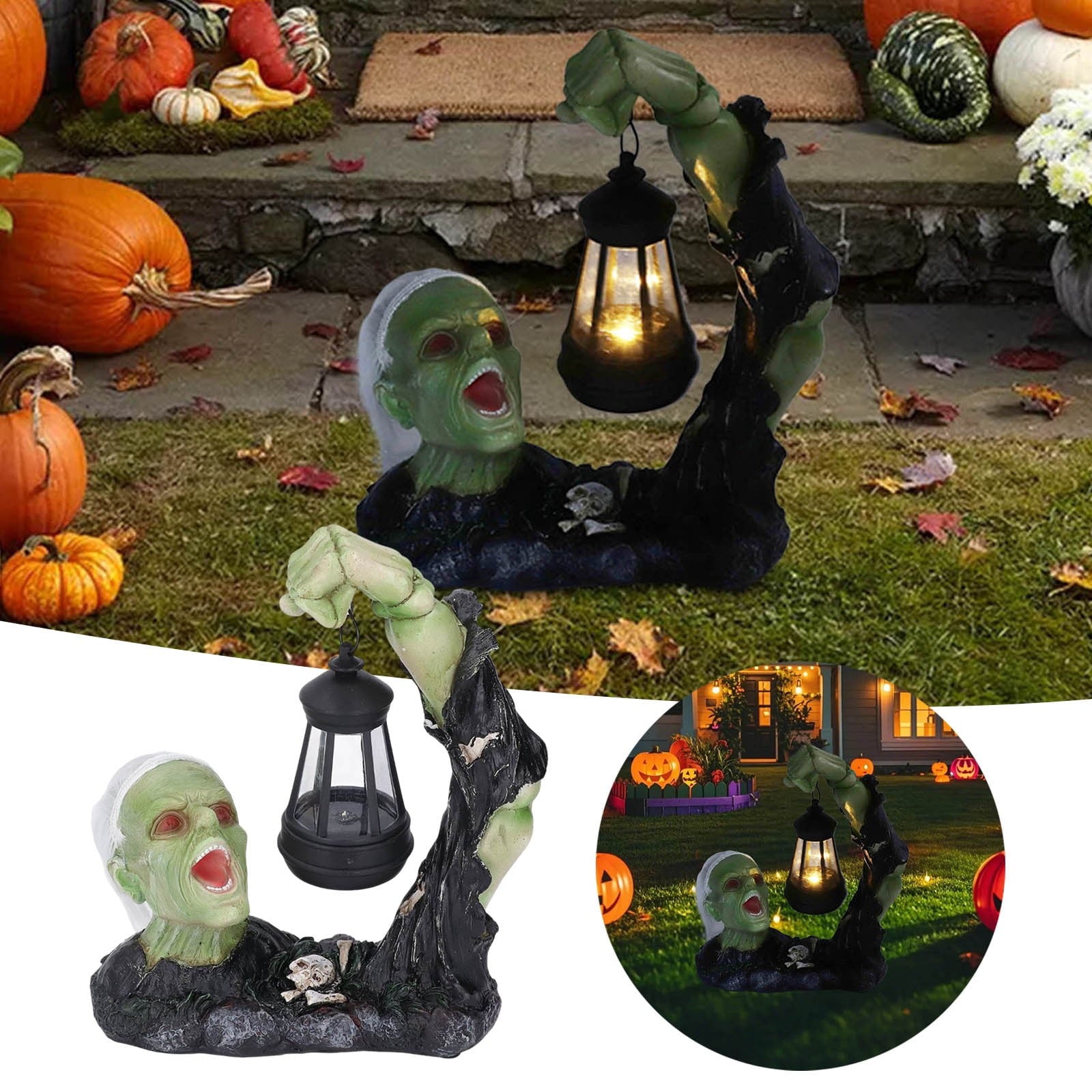 Spooksy™ SUYOLL Halloween Solar Powered Resin Desktop Ornament Decorative Light For Home Party Figurine