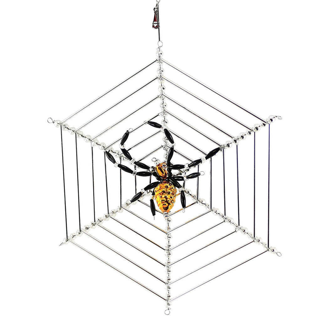 Spooksy™ Santa Land 8.00In Halloween Spider Web, Glass, Ornament Beaded Czech Luck 21R1000