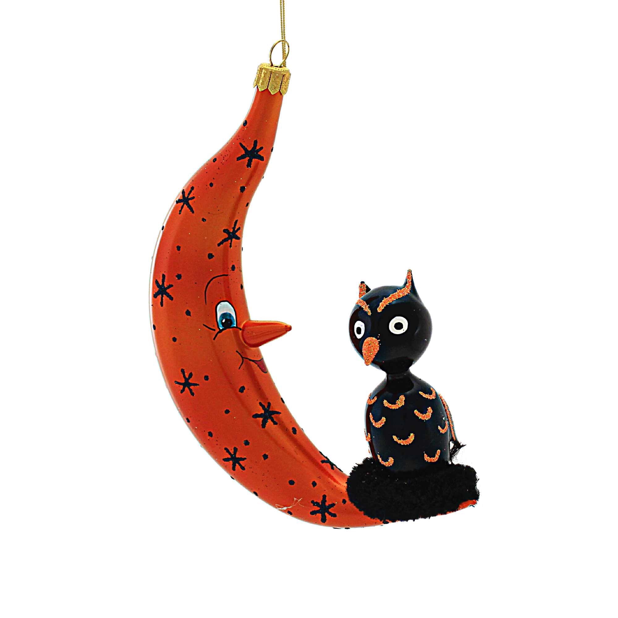 Spooksy™ Santa Land Night Guardian - 1 Glass Ornament 6.00 Inch, Glass - Halloween Ornament Crescent Moon 23D1010