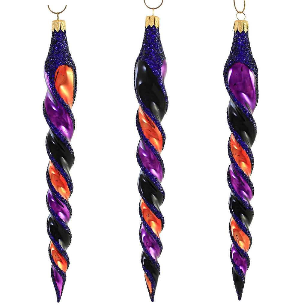 Spooksy™ Sbk Gifts Holiday Orange Black Purple Twist Set/3 Halloween Ornament Retro