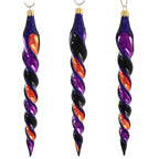 Spooksy™ Sbk Gifts Holiday Orange Black Purple Twist Set/3 Halloween Ornament Retro