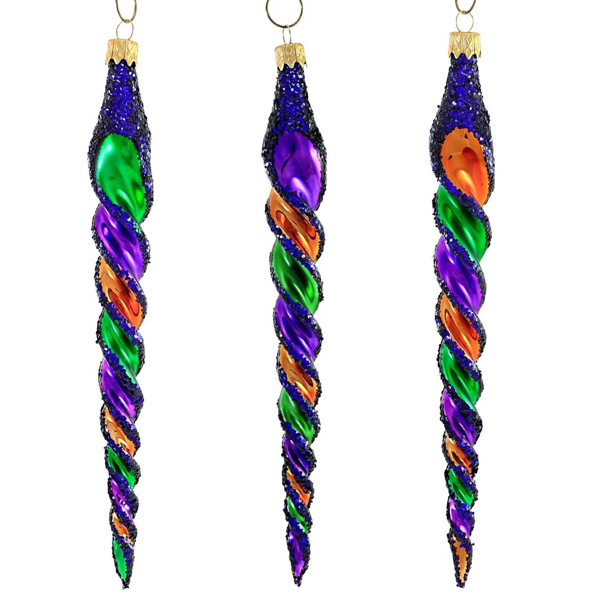 Spooksy™ Sbk Gifts Holiday Purple Orange Green Twist Set/3 Halloween Ornament Retro