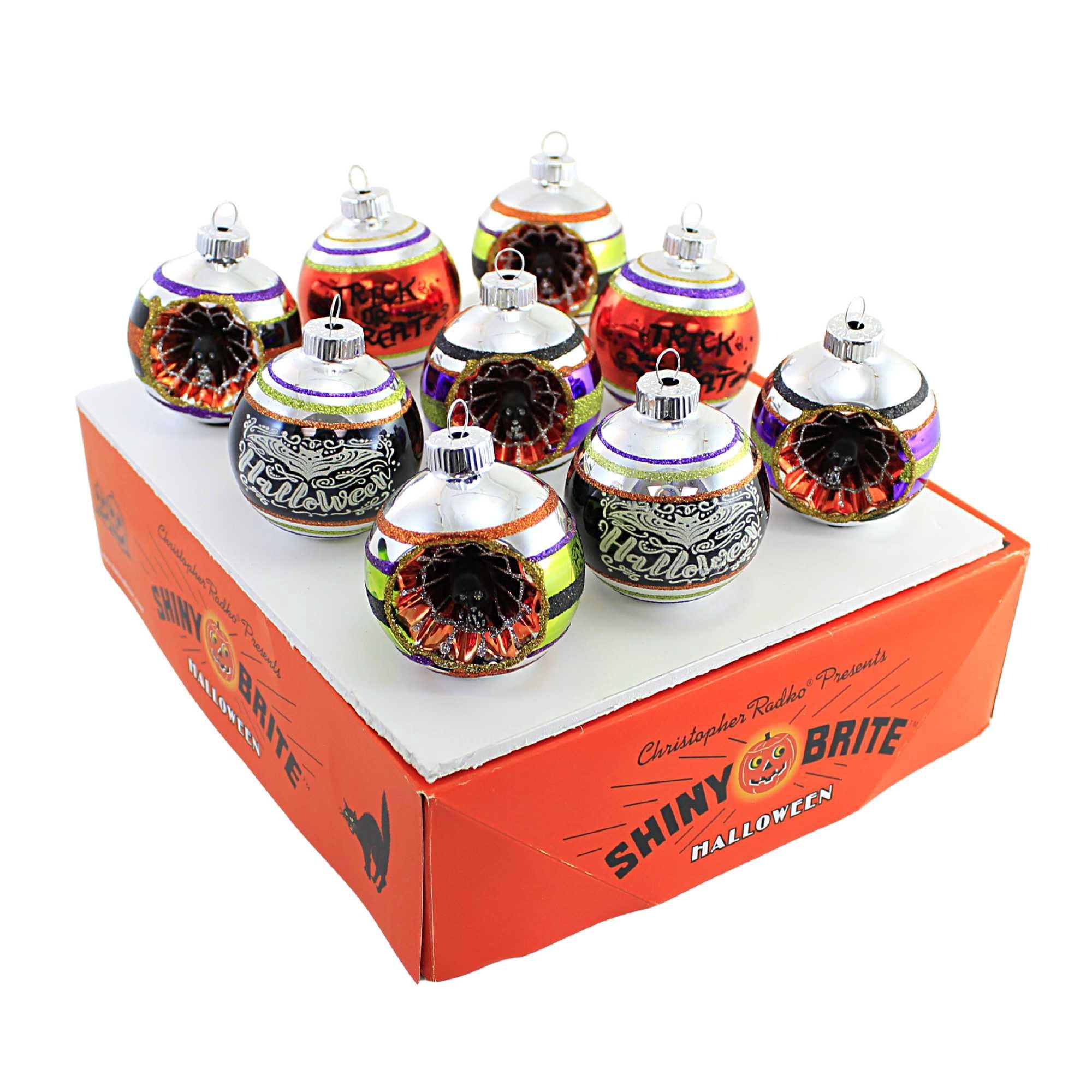 Spooksy™ Shiny Brite 2.50" Rounds & Reflectors Glass Ornament Halloween Skulls 4028051