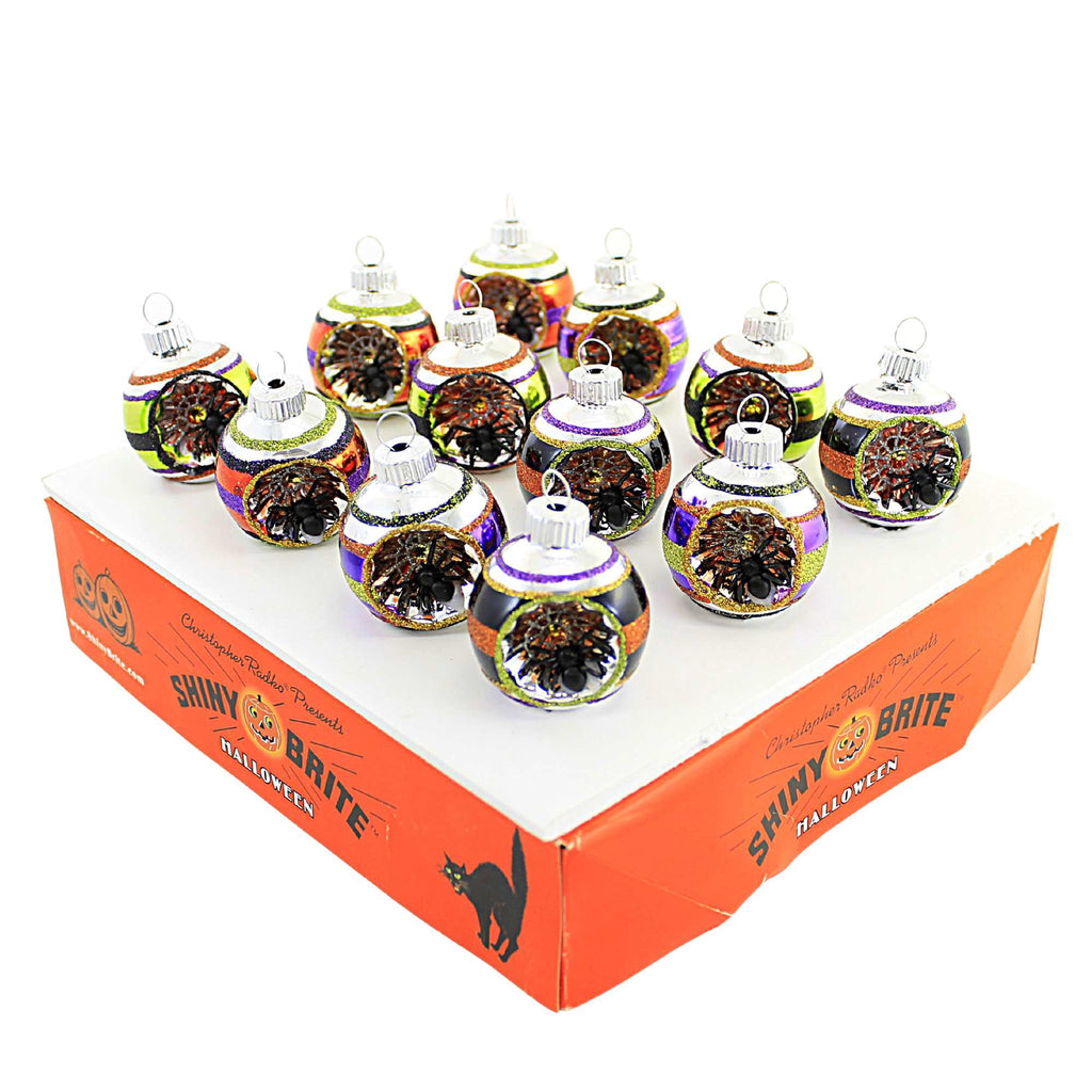Spooksy™ Shiny Brite Rounds With Spider Reflectors Ornament Halloween Striped 4028050