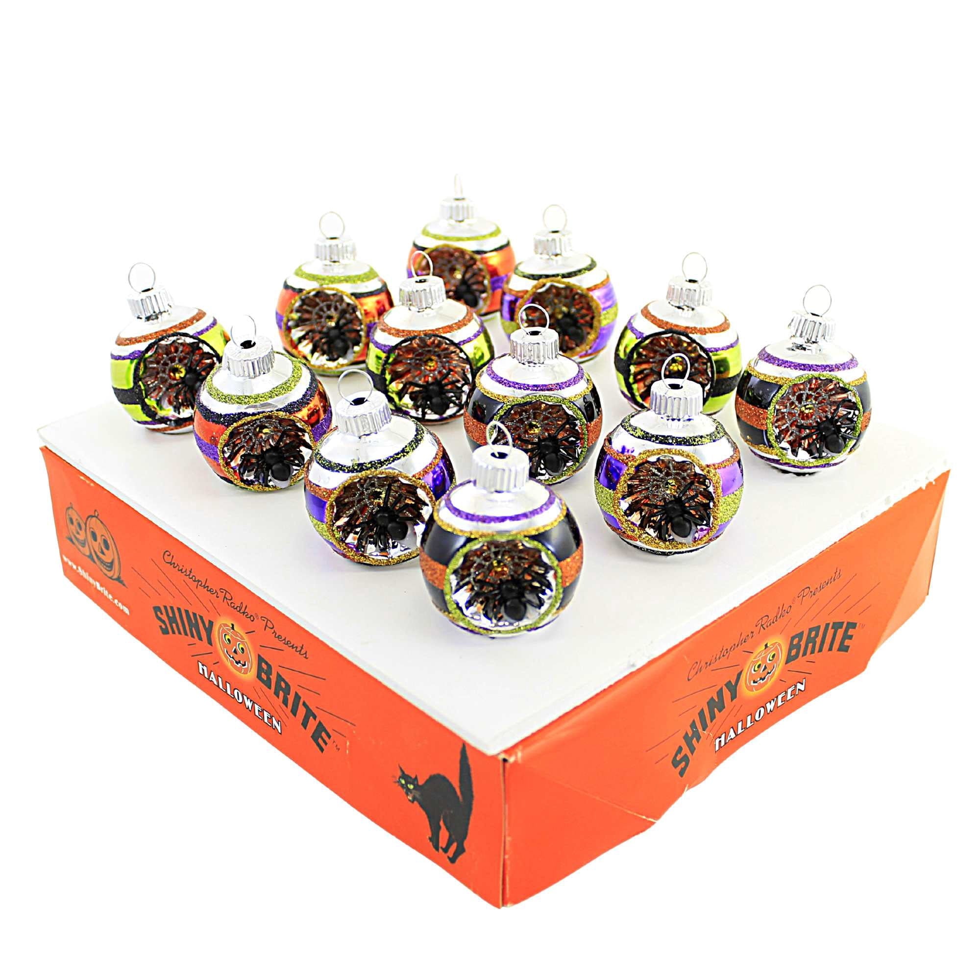 Spooksy™ Shiny Brite Rounds With Spider Reflectors Ornament Halloween Striped 4028050