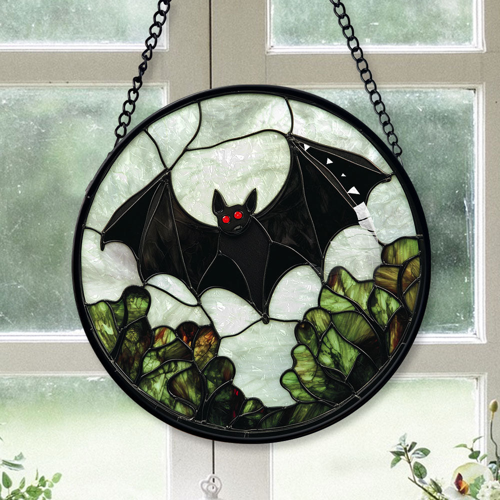 Spooksy™ Small Christmas Gift - Halloween Bat Stained Glass Hanging Ornament - Merry Christmas Tree Decor, Thoughtful Holiday Gift for Mom, Dad, Friends, Family