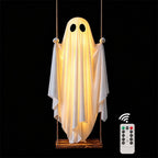 Spooksy™ Fabric Ghost Halloween Ornament, Swinging Solar Light Decor for Tree Yard Porch