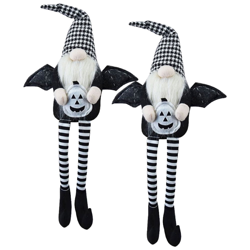 Spooksy™ Tcbosik 2 Pack Gnome Halloween Ornaments, Halloween Gnomes Decoration with Witch Hat, Lovely Fall Gnome Gifts for Friends Family, Black & White