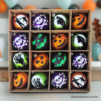 Spooksy™ The Face of Spooky Horror 16 Piece Ornament Shatterproof Bundle Set, Halloween Pumpkin, Zombie, and Goblin