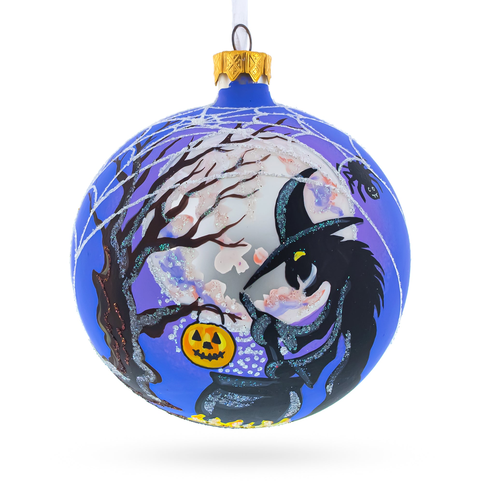 Spooksy™ The Witch on Halloween Glass Ball Christmas Ornament 4 Inches