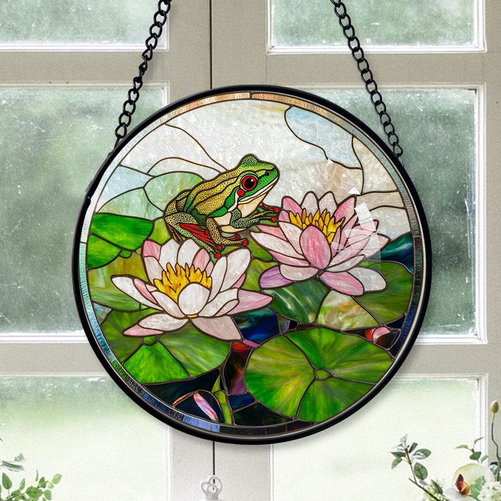 Spooksy™ Top Christmas Gifts - Frog Lotus Halloween Christmas Stained Glass Hanging Ornament - Twinkling Lights Holiday Tree Decor, Xmas Gift for Mom, Dad, Friends, Family