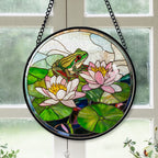 Spooksy™ Top Christmas Gifts - Frog Lotus Halloween Christmas Stained Glass Hanging Ornament - Twinkling Lights Holiday Tree Decor, Xmas Gift for Mom, Dad, Friends, Family