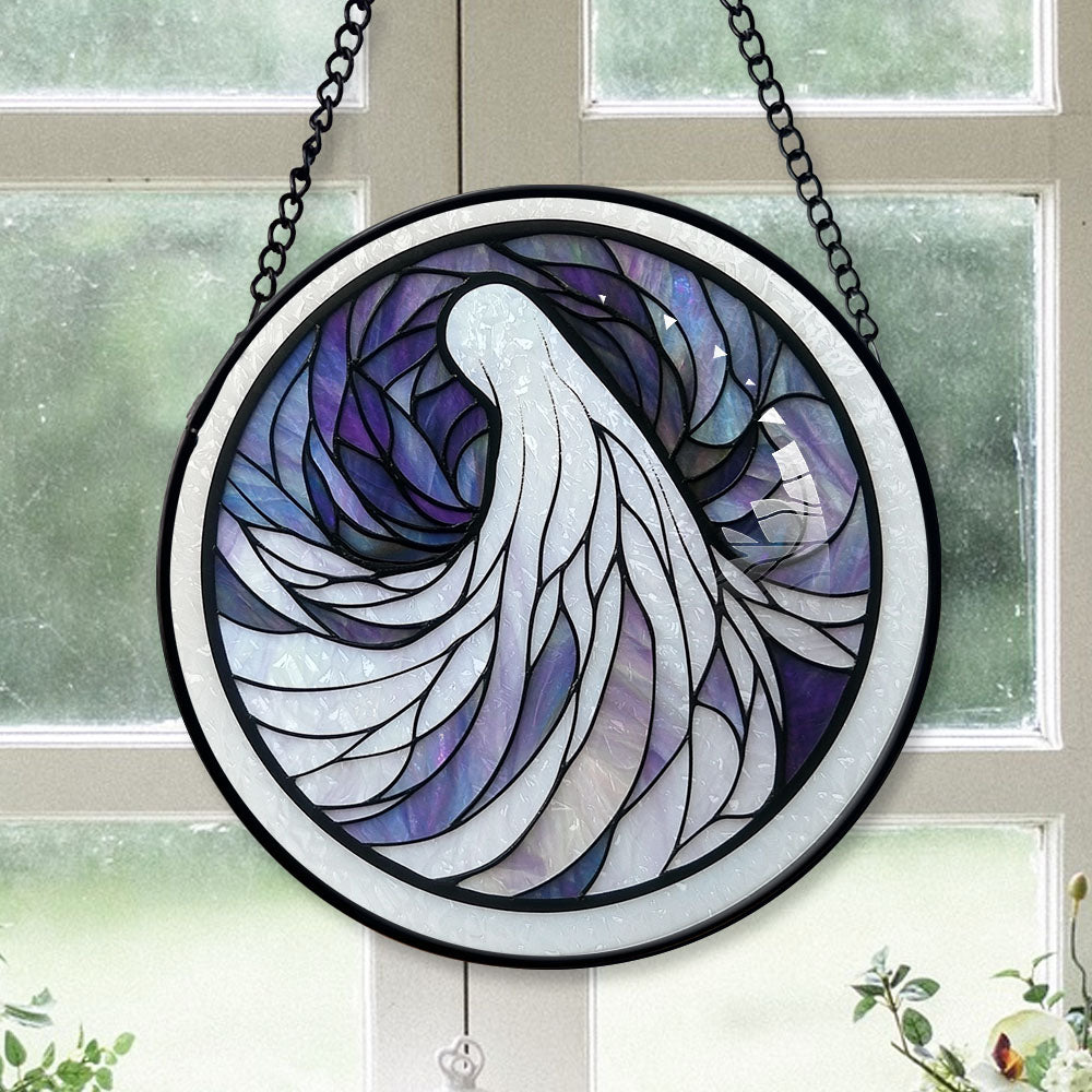 Spooksy™ Vintage Style Christmas Gift - Halloween Fantasy Ghost Spooky Blue Purples Stained Glass Hanging Ornament for Christmas - Sparkling Tree Decoration, Great Holiday Gift for Mom, Dad, Friends, Family