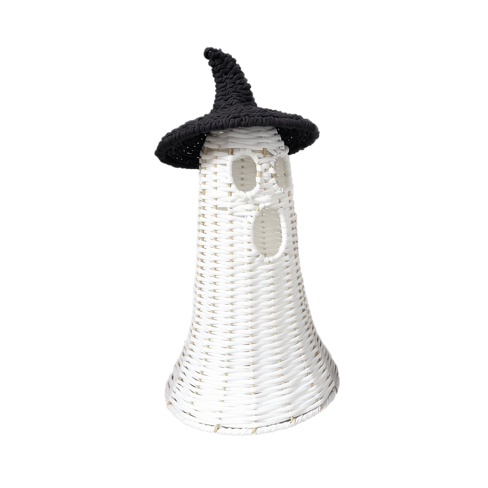 Spooksy™ White Ghost with Witch Hat, Ghost Ornaments Holiday Home Decor Halloween Tabletop Cute Ghost Figurines for Party Mantel Shelf Display Festive Celebrations