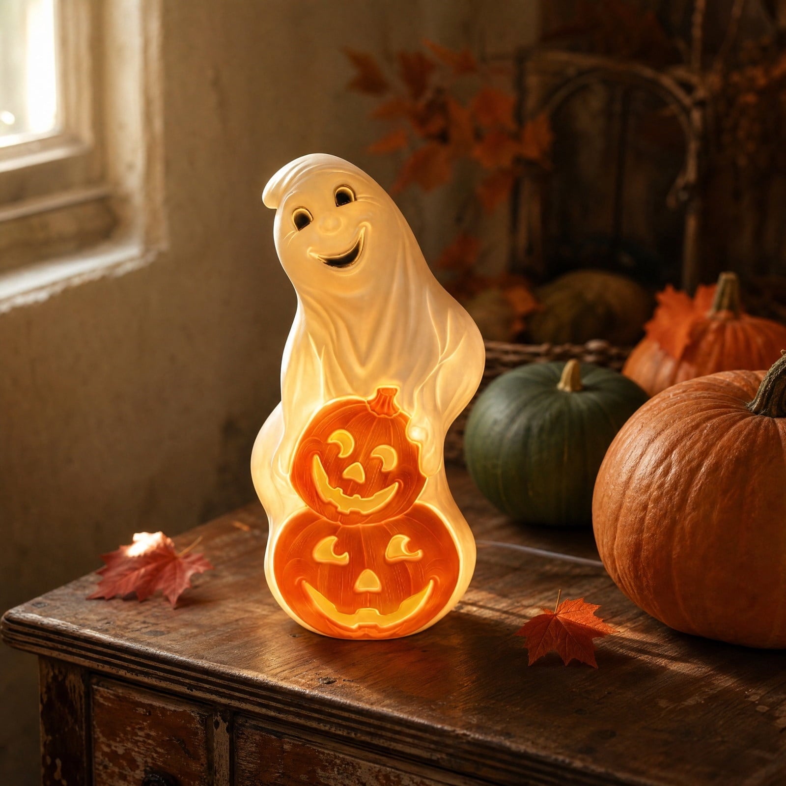 Spooksy™ Winter Poetry Upgrade Hanging Ghost Resin Figurine, Spooky Halloween Indoor Outdoor Decor, Reusable Floating Ghost Ornament for Porch Ceiling Shelf