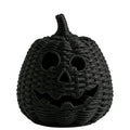 Spooksy™ XHKUYI Halloween Hand-Woven Pumpkin Decorations 10 inch, Happy Haunting Seagrass Plastic Pumpkin Ornament, for Halloween Entryway Tabletop Mantel Haunt House Porch Decor