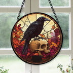 Spooksy™ Xmas Gift - Halloween Raven Crow Halloween Bird Crow Stained Glass Hanging Ornament - Christmas Tree Decor, Winter Holiday Gift for Family, Friends, Mom & Dad, Collectible 2025