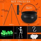 Spooksy™ YIKA Halloween Decoration Tripod Witch Pot Lamp Decorative Strip With Skeleton Man Halloween Ornaments