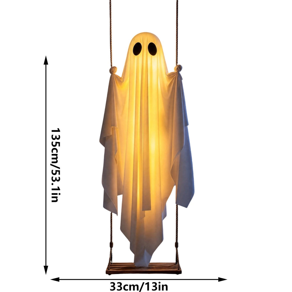 Spooksy™ Fabric Ghost Halloween Ornament, Swinging Solar Light Decor for Tree Yard Porch