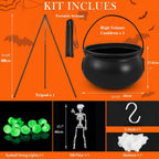 Spooksy™ YIKA Halloween Decoration Tripod Witch Pot Lamp Decorative Strip With Skeleton Man Halloween Ornaments