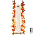 Spooksy™ Nnndbs Maple Leaf Mesh Ghost Hanging Ornament, Halloween Autumn Leaf Decor for Window Door Display, Spooky Fall Home Accent`