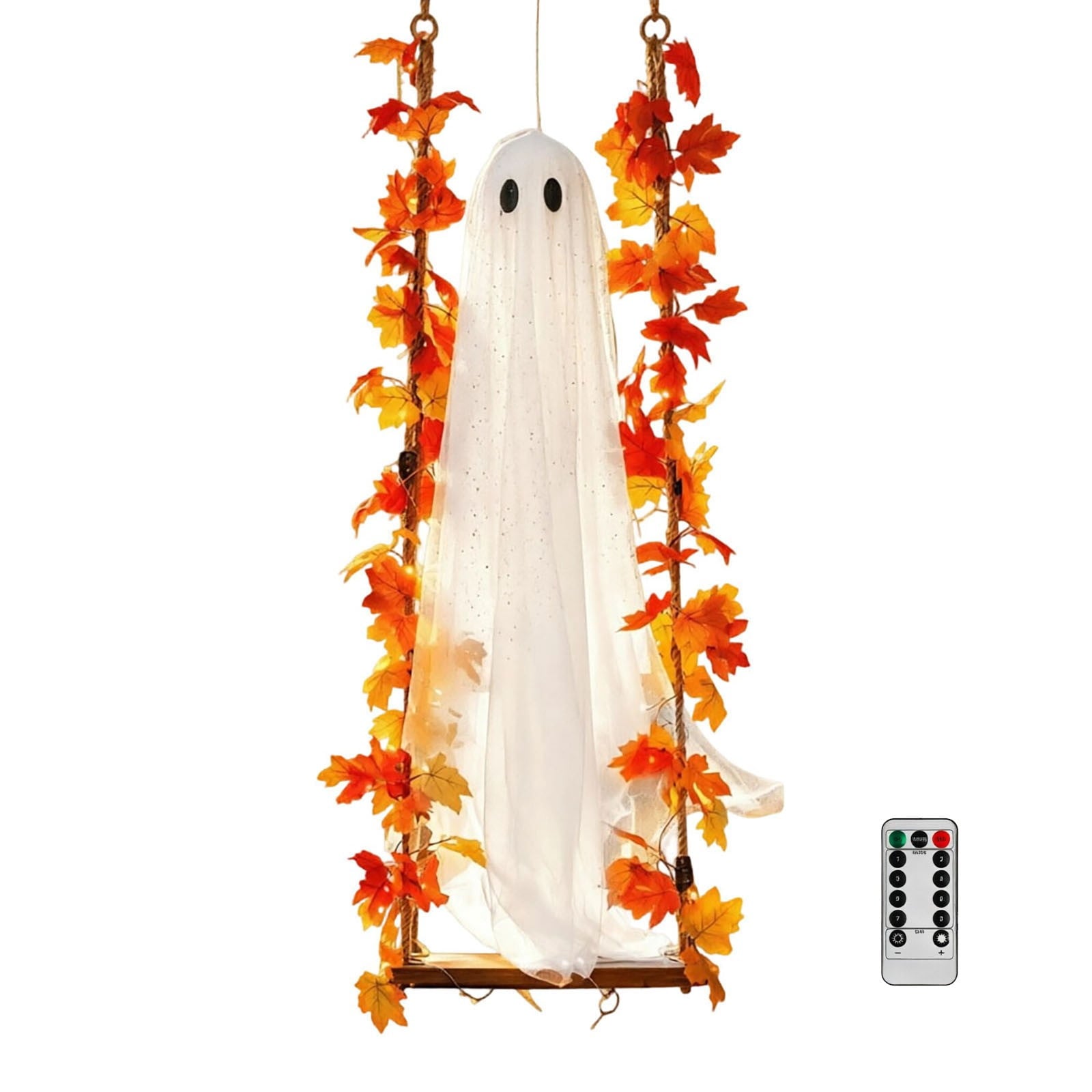 Spooksy™ Nnndbs Maple Leaf Mesh Ghost Hanging Ornament, Halloween Autumn Leaf Decor for Window Door Display, Spooky Fall Home Accent`