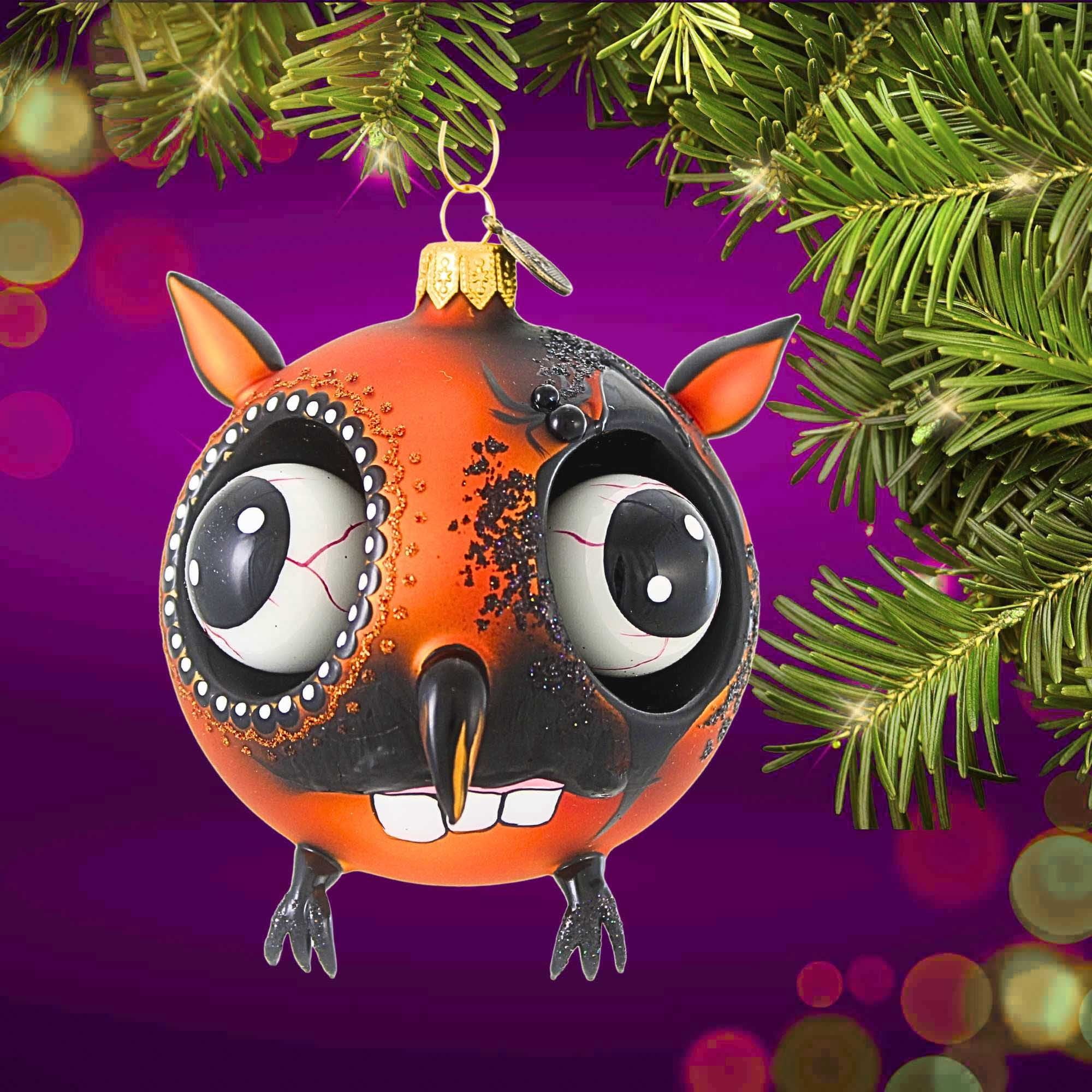 Spooksy™ Blu Bom Zombie Owl Glass Ornament Halloween Steampunk 2022118