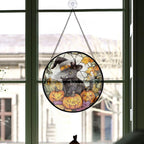 Spooksy™ Hobby Christmas Gift - Black Cat Halloween Whimsical Goth Christmas Stained Glass Hanging Ornament - Modern Tree Decor, Christmas Gift for Mom, Dad, Friends, Family