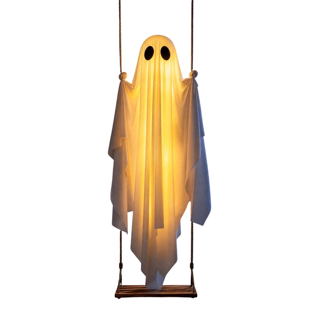 Spooksy™ Fabric Ghost Halloween Ornament, Swinging Solar Light Decor for Tree Yard Porch