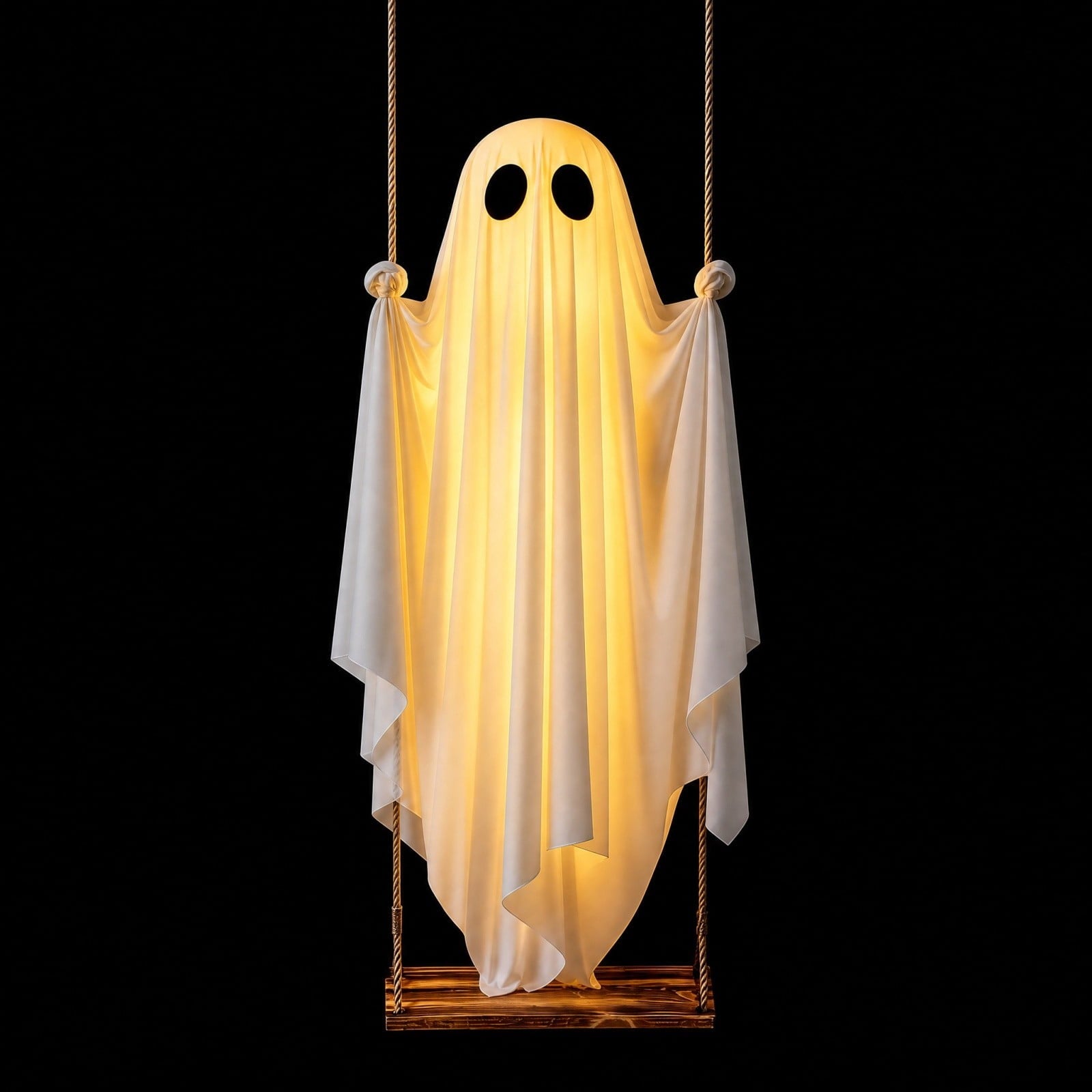 Spooksy™ Fabric Ghost Halloween Ornament, Swinging Solar Light Decor for Tree Yard Porch
