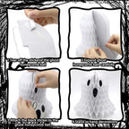 Spooksy™ 10 PCS Halloween Ornaments Hanging Cute White Black Ghost Honeycomb Decoration Halloween Tree Decorations Paper Ghost Table Decor for Home Office Classroom Holiday Party Supplies