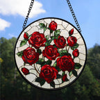 Spooksy™ Cute Christmas Gift - Valentine Rose Halloween Christmas Stained Glass Hanging Ornament - Heirloom Holiday Tree Decor, Ideal Gift for Mom, Dad, Friends, Family 2025