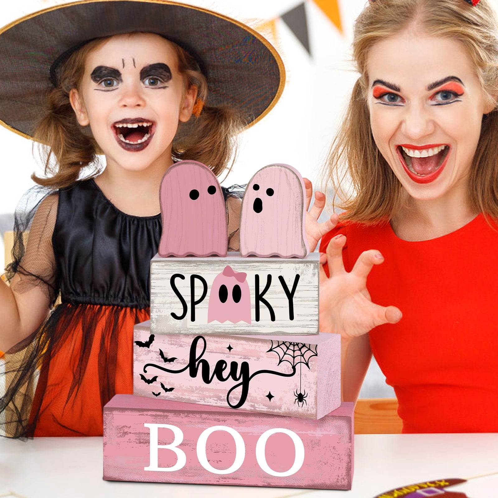 Spooksy™ 5 Pcs Halloween Haunted Ghostly Ornaments â?? Gentle Tones with Spooky Shadows, Halloween Decorations for Snack Tables, Dessert Stations & Halloween Party Setups â?? great for Halloween Parties