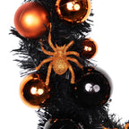 Spooksy™ Northlight Spiders and Ornaments Small Tinsel Halloween Wreath - 18" - Orange and Black - Unlit