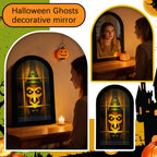 Spooksy™ Holographic Halloween Witch Mirror Decorative Metal Ornament for Holiday Ambience and Unique Festival Display