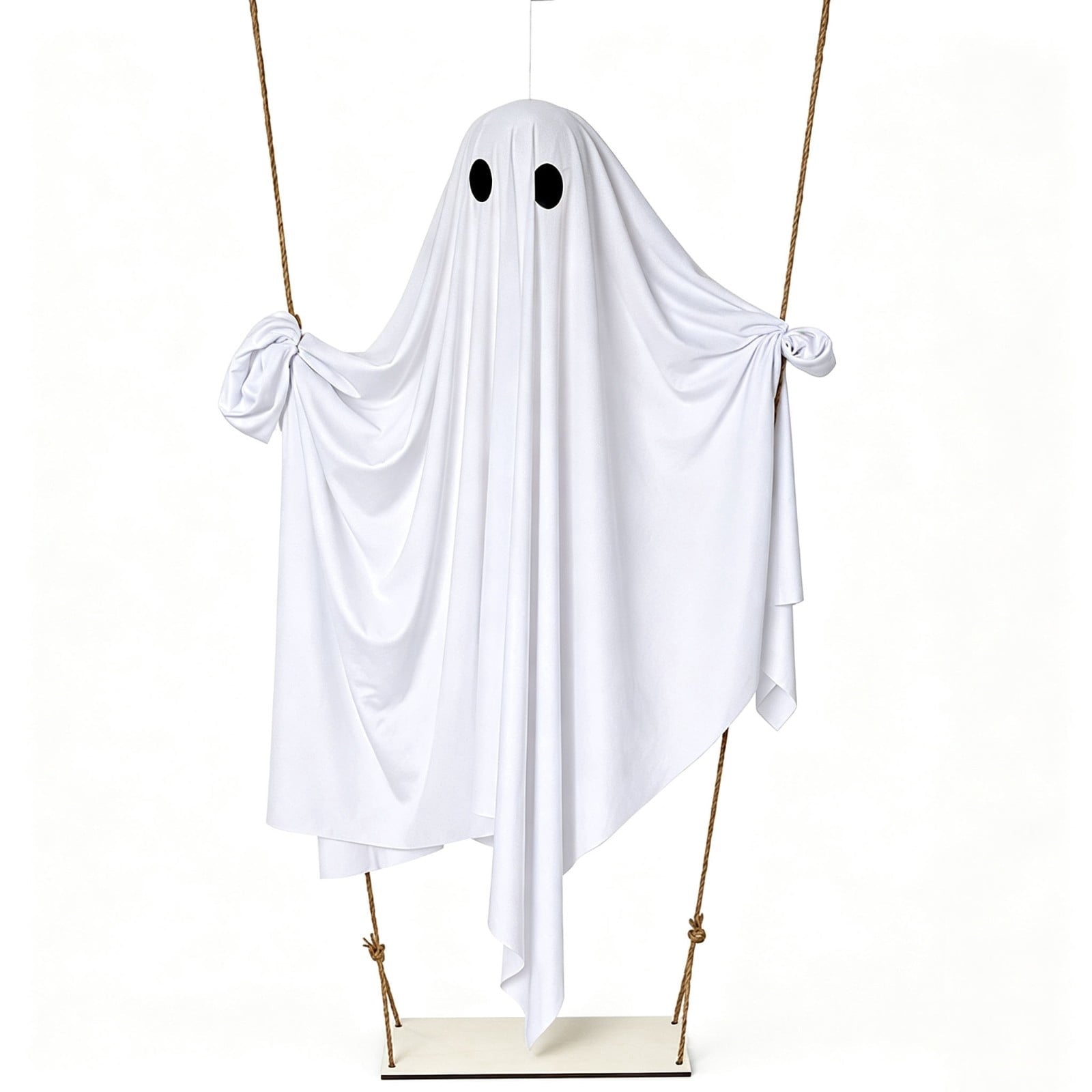 Spooksy™ Gaecuw White Halloween Hanging Ghost Decor with Lights, LED Glowing Fabric Ornament for Porch Tree, Spooky Indoor Outdoor Holiday Decoration, 74.80x15.75x5.51in